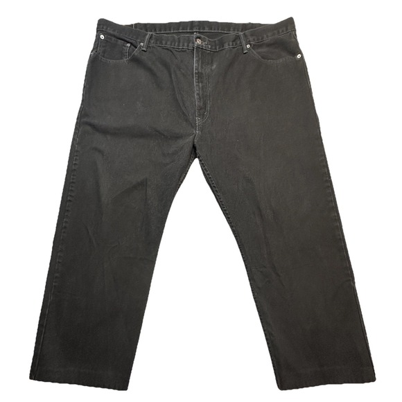 VTG Levis 505 Jeans Mens 50x30 (48x27) Black Dark Wash Regular Straight Denim - Picture 2 of 16